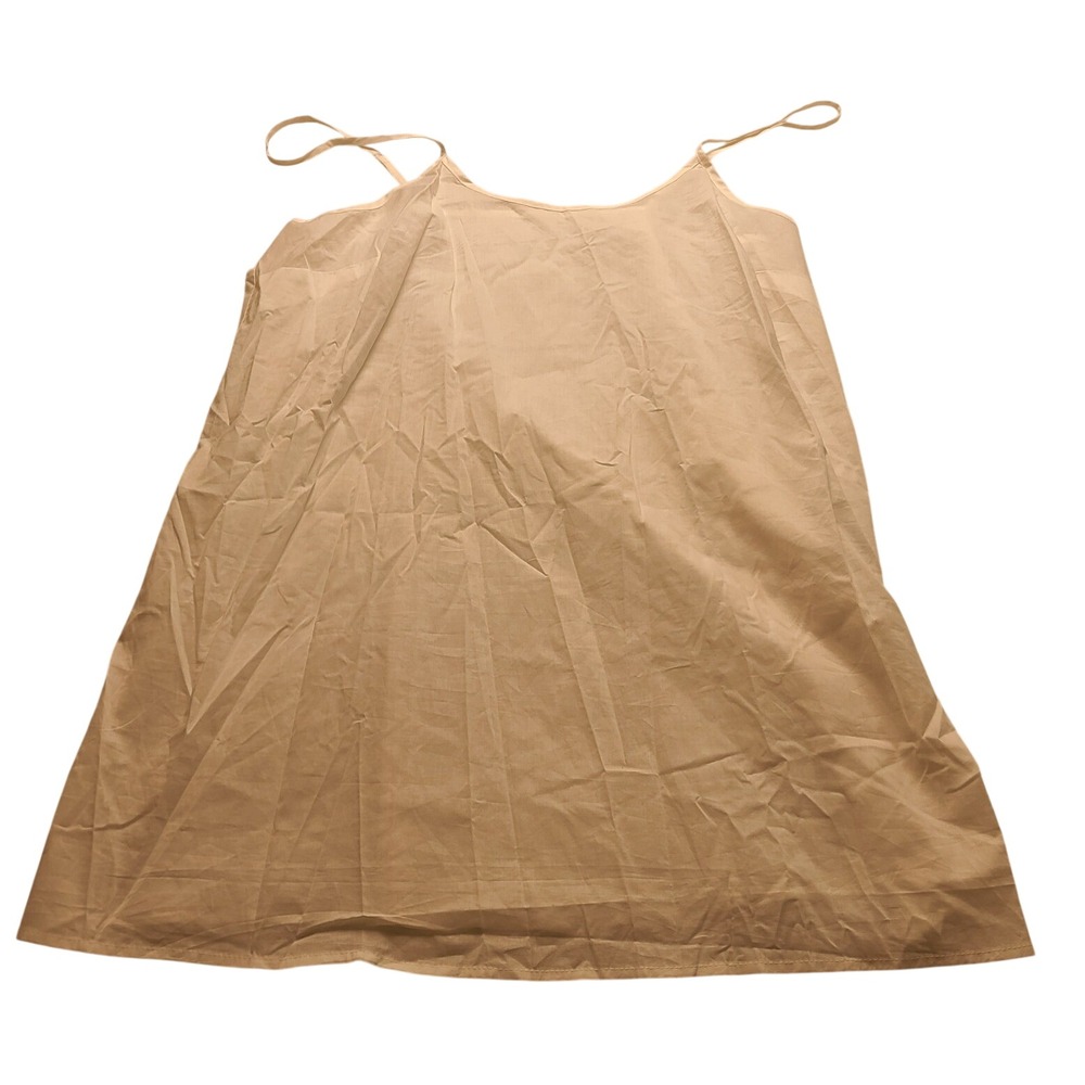 White Cotton Adjustable Strap Slip Dress Camisole Undergarment Sleepwear L